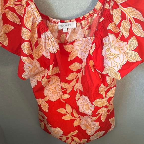 Sugarlips Tops - SugarLips Lilo Tropics Swazi Flutter Sleeve Top